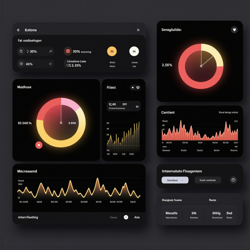 Digital dashboard showing metabolic data for personalized semaglutide and intermittent fasting therapy