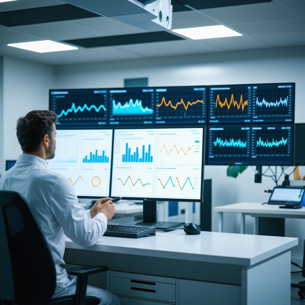 Physician reviewing patient pharmacogenomic data and wearable device metrics for personalized semaglutide dosing in obesity management
