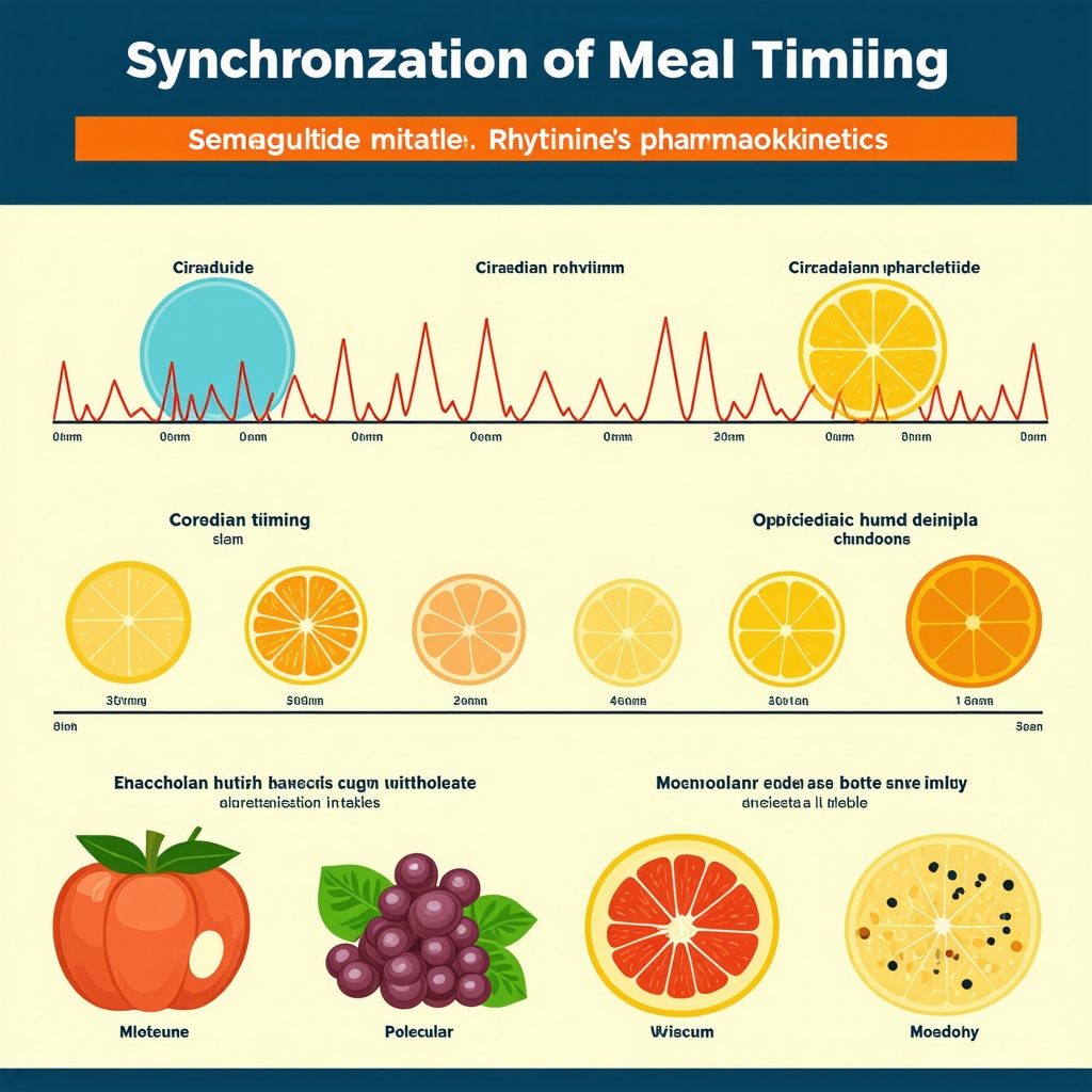Infographic showing meal timing aligned with Semaglutide injection and circadian rhythm for optimized fat burning