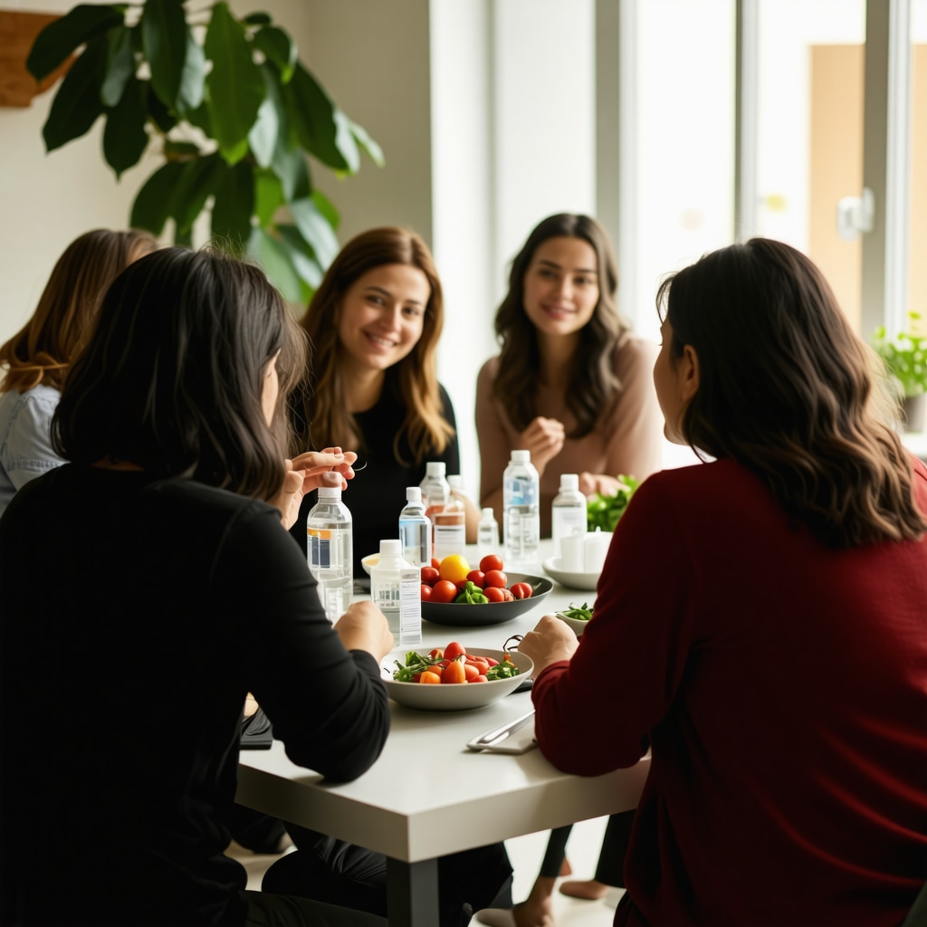 Group of diverse individuals supporting each other during weight loss journey with semaglutide
