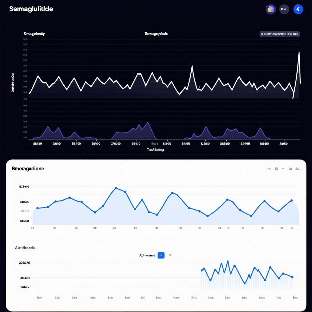 Digital health dashboard showing weight loss metrics and medication adherence for Semaglutide therapy