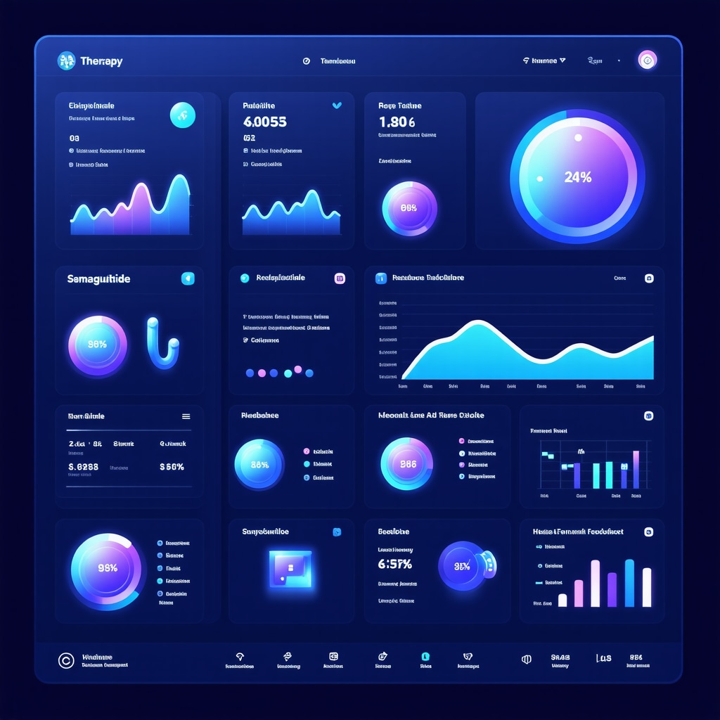 Digital health dashboard showing weight loss and medication adherence metrics for Semaglutide patient