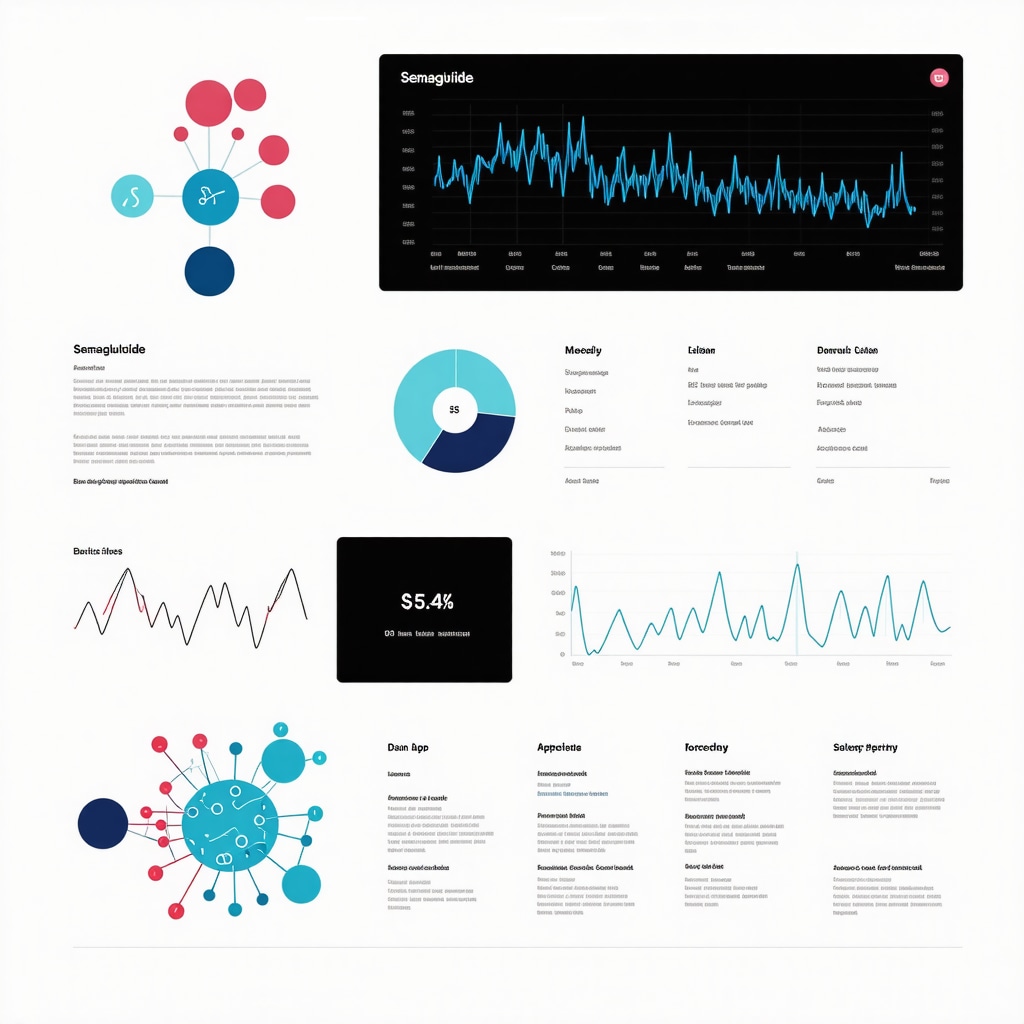 Digital dashboard showing health metrics and semaglutide molecular structure illustrating personalized therapy optimization