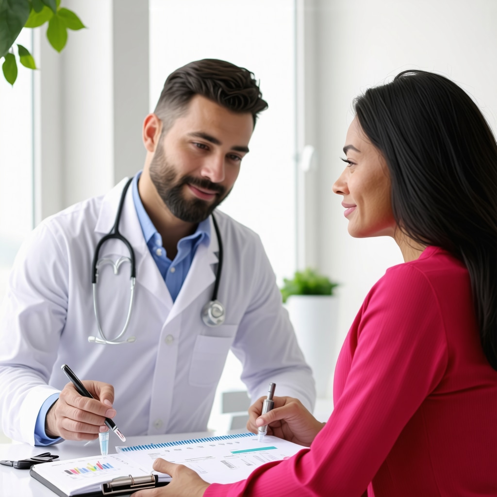 Doctor and patient discussing semaglutide dosage and lifestyle integration in medical office