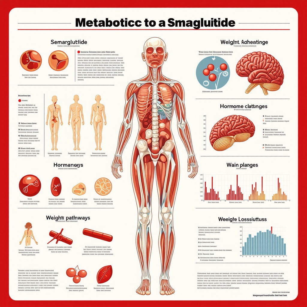 Infographic illustrating metabolic adaptations during semaglutide treatment and how to overcome weight loss plateaus