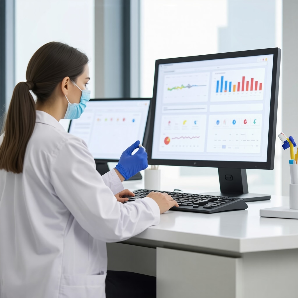 Healthcare professional adjusting Semaglutide dose with digital metabolic data displays