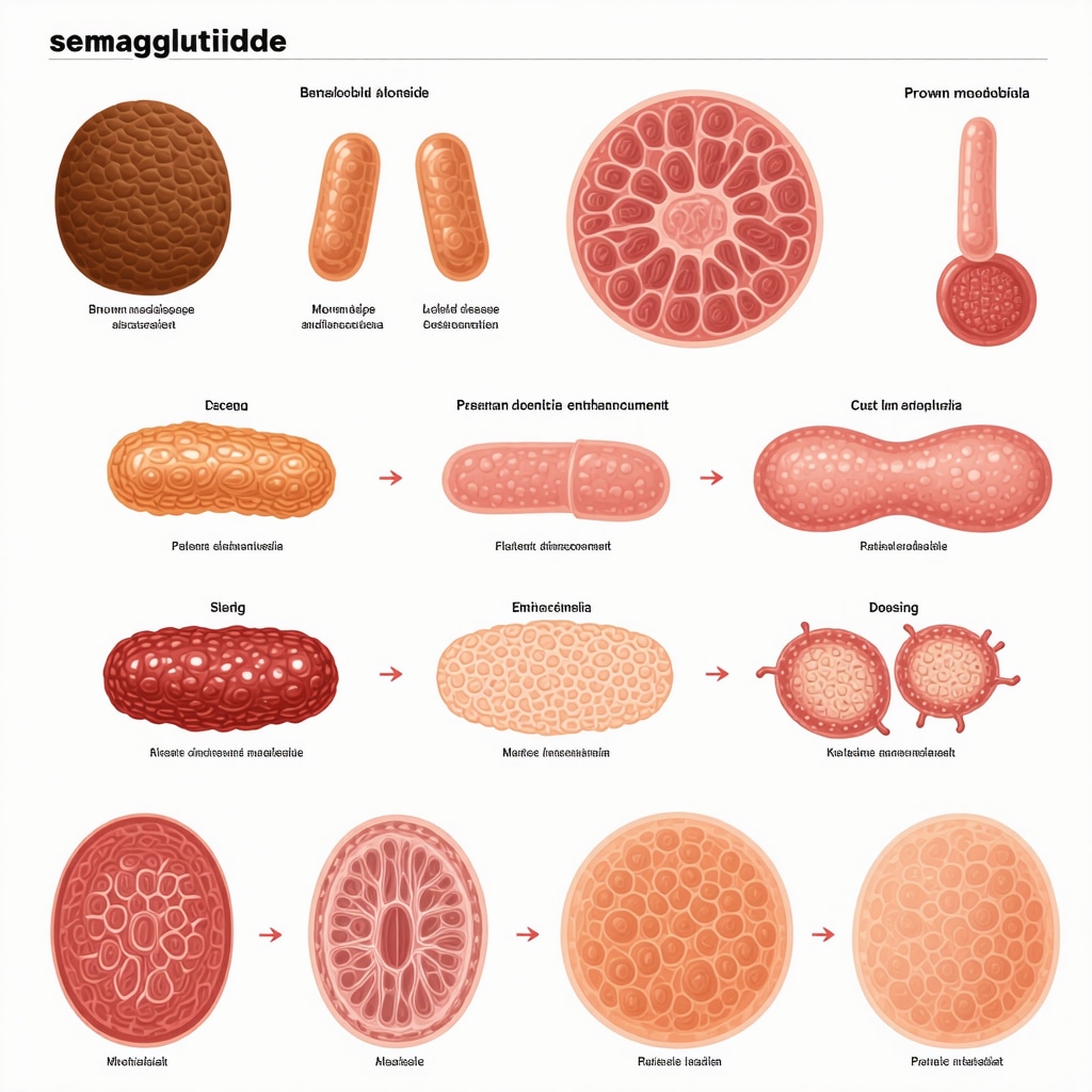 Infographic depicting semaglutide's metabolic remodeling effects and patient-specific dose optimization