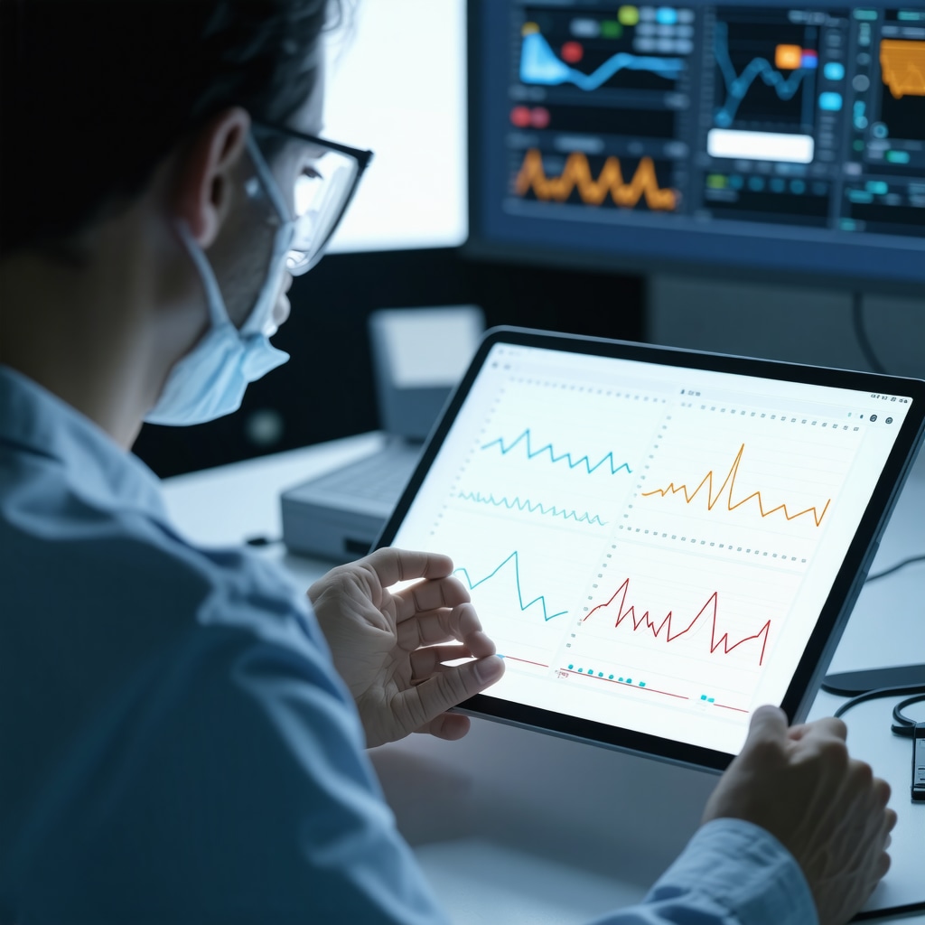 Healthcare professional analyzing semaglutide patient data with AI-powered tools including glucose metrics and genetic information