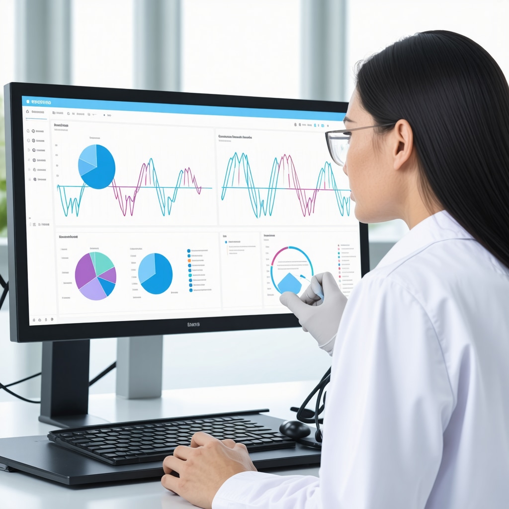 Healthcare professional analyzing AI and genetic data to optimize semaglutide dosage for personalized weight loss treatment