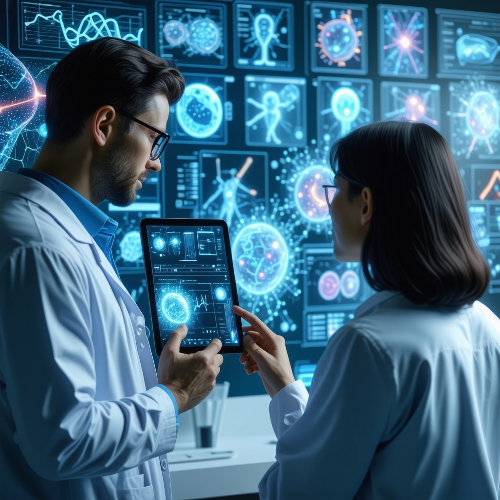 Doctor analyzing patient's metabolic and genetic data on digital interface for precision semaglutide dosing