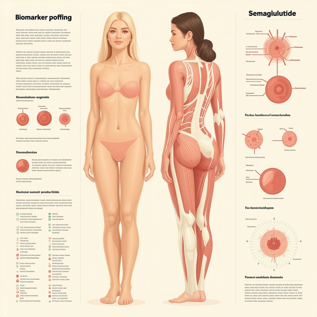 Infographic depicting biomarker integration with Semaglutide therapy for personalized weight loss