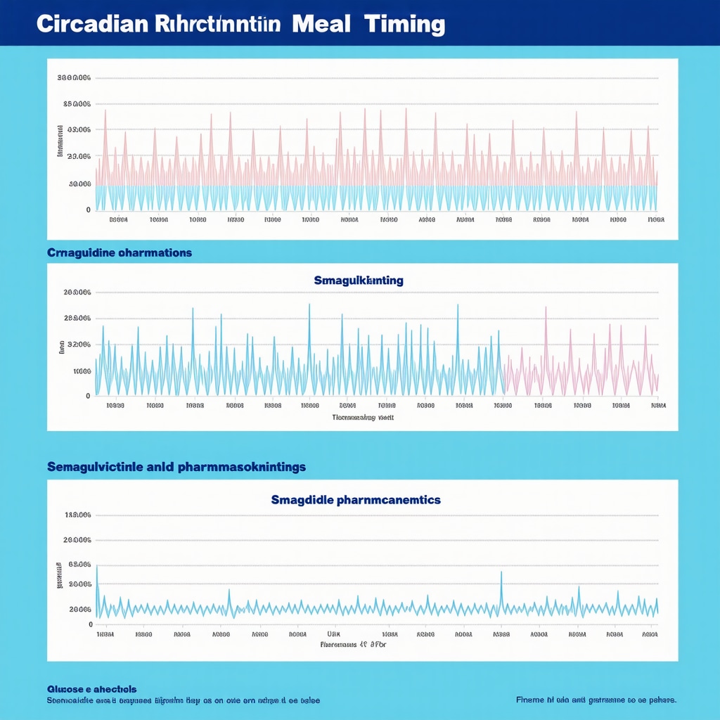 Infographic depicting meal timing with semaglutide effects on metabolism and hormone levels