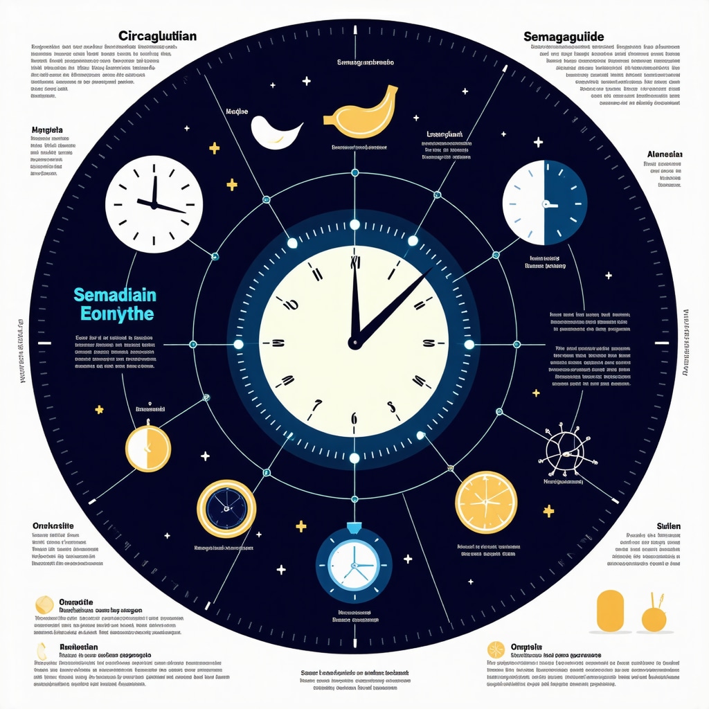 Infographic illustrating how meal timing synchronized with circadian rhythms enhances Semaglutide's fat-burning effects