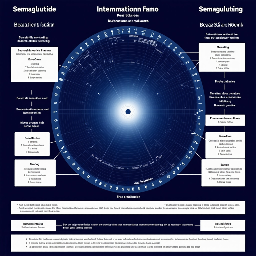 Infographic showing optimal timing for Semaglutide injections and fasting windows based on circadian metabolic hormone fluctuations
