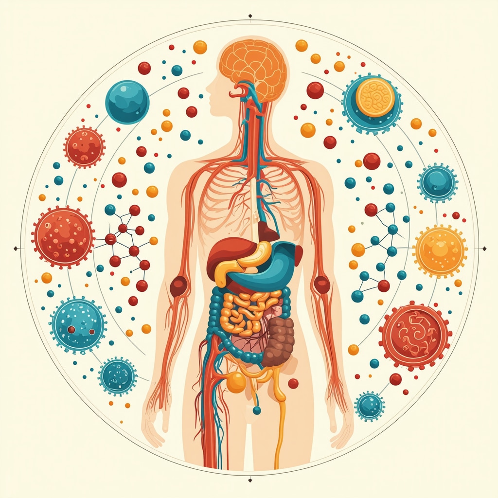 Diagram showing circadian rhythm aligned with digestion and semaglutide action, including gut microbiota elements