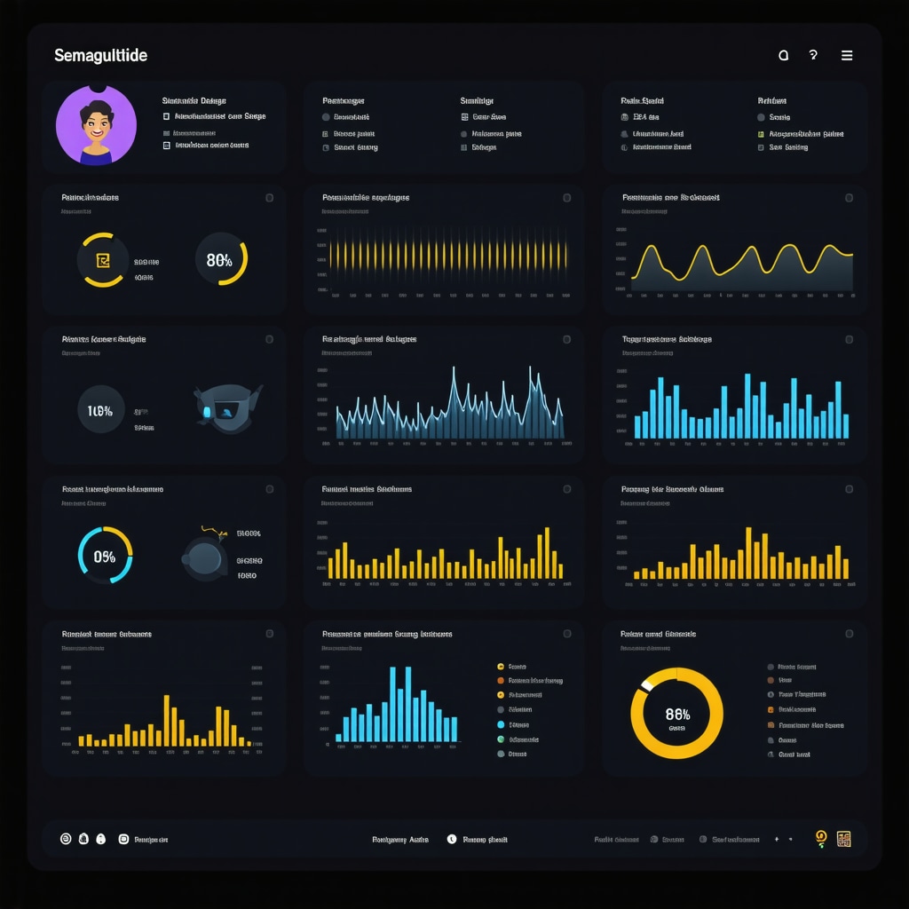 Illustration of a digital health dashboard showing semaglutide dosing and glucose monitoring