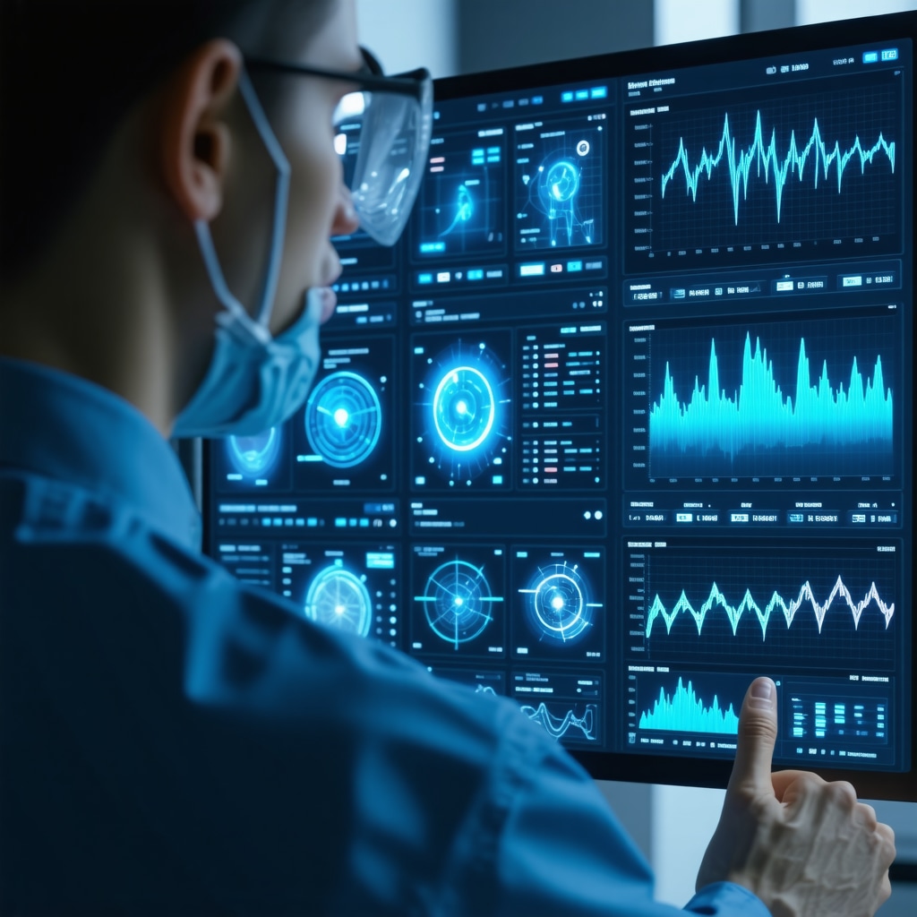 Digital interface displaying biometric data and AI analytics for Semaglutide therapy optimization