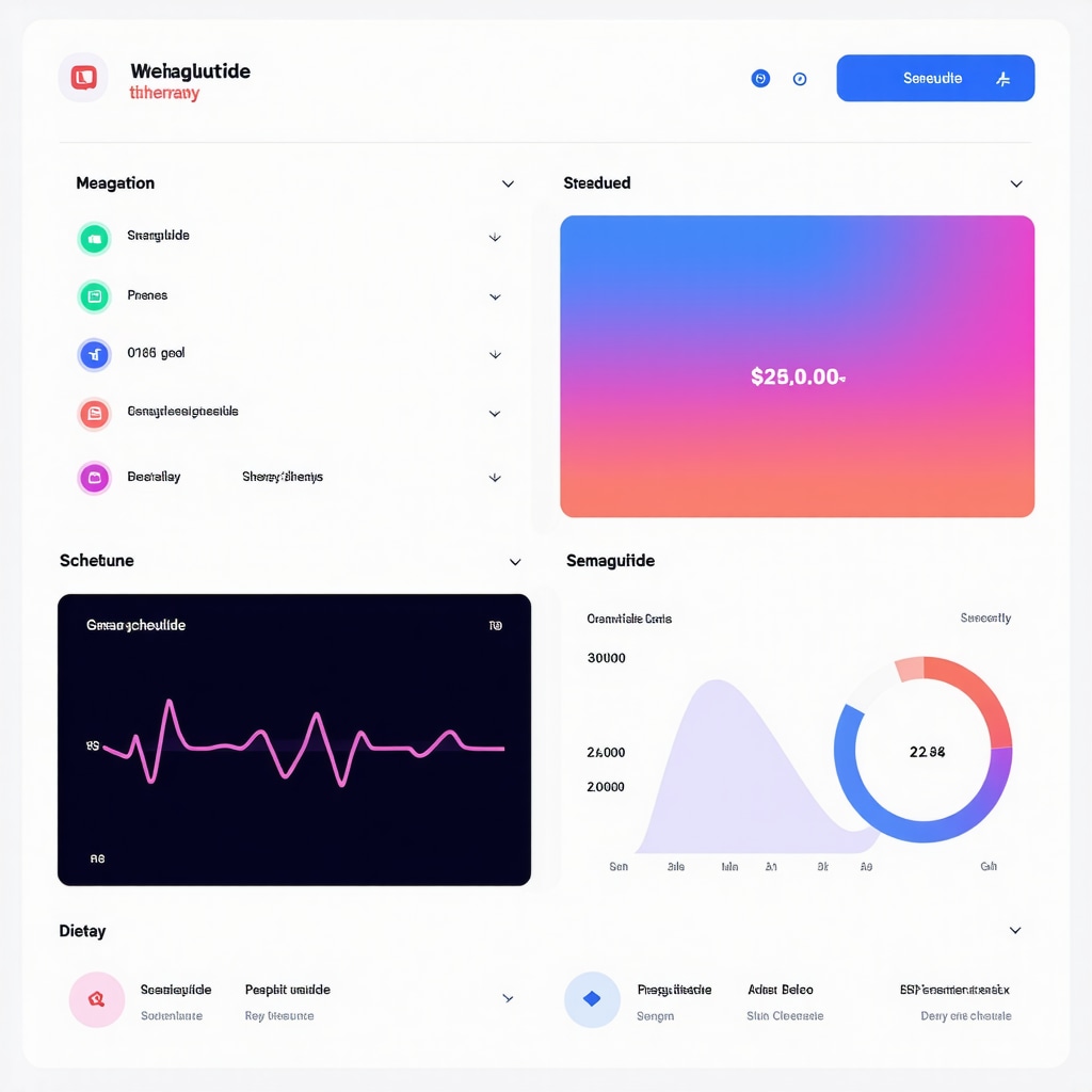 Digital health dashboard showing weight loss progress and medication tracking for Semaglutide users