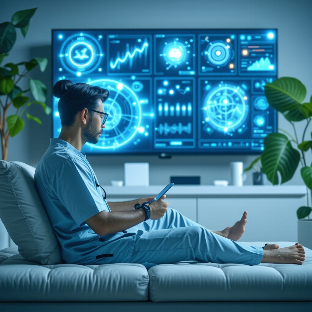 Patient using wearable biosensors linked to AI health analytics for Semaglutide treatment monitoring