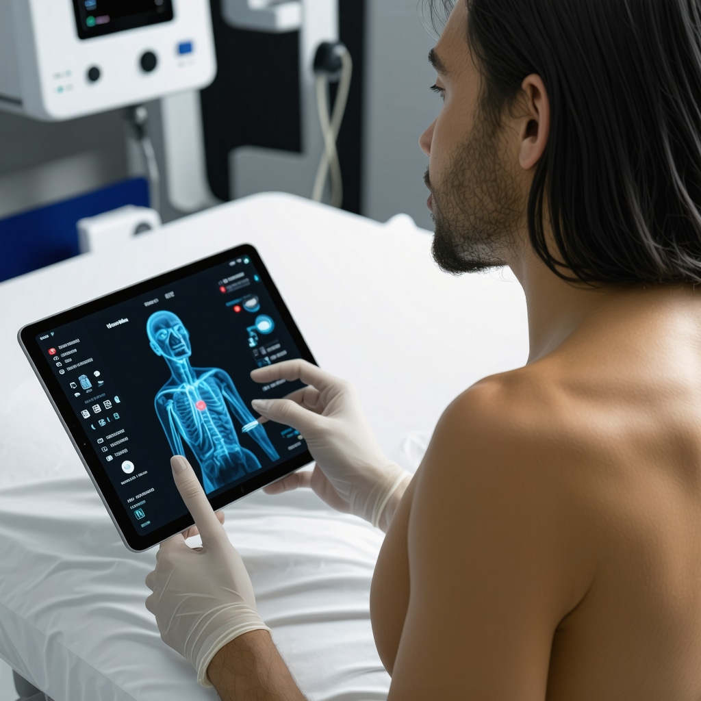 Patient using a wearable transdermal patch for semaglutide delivery with digital health monitoring device