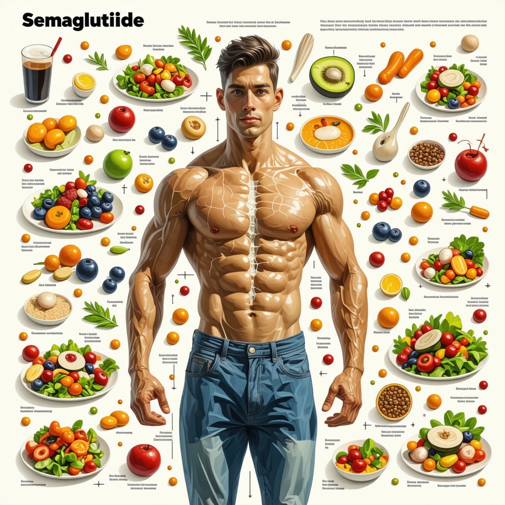 Infographic showing Semaglutide's effects on metabolism, appetite regulation, and lifestyle integration