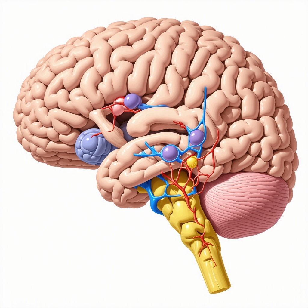 Medical illustration of hypothalamic nuclei and GLP-1 receptor interaction showing semaglutide's effect on appetite