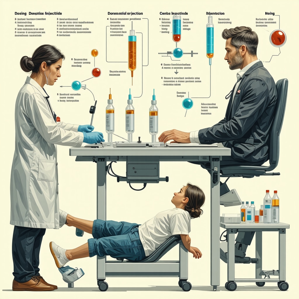 Illustration depicting genetic testing and metabolic monitoring guiding semaglutide injection dosing in a clinical environment