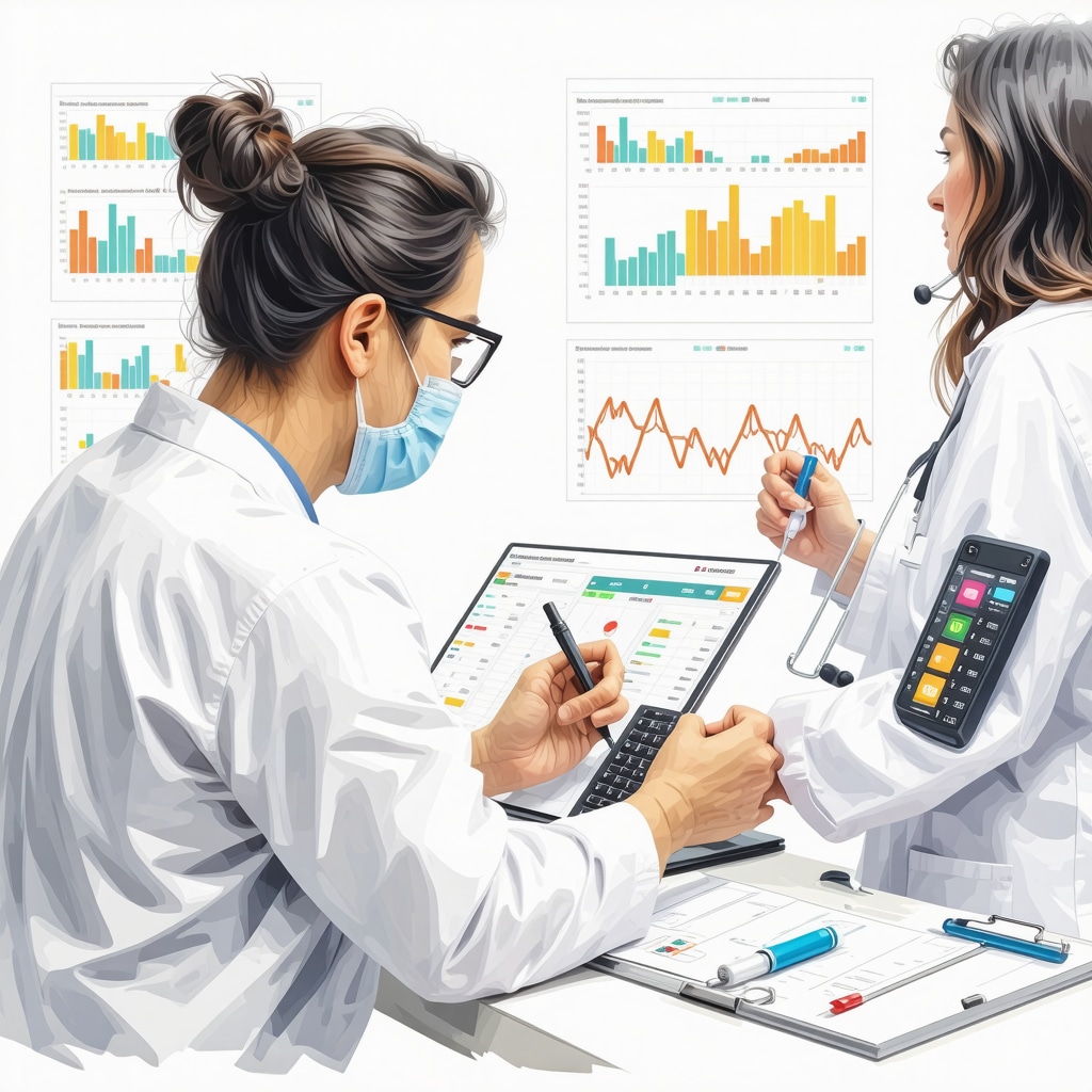 Healthcare professional reviewing genetic data and glucose monitoring for personalized semaglutide injection scheduling