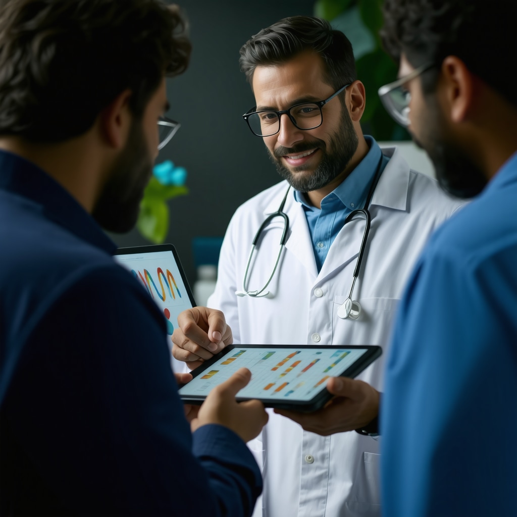 Clinician analyzing genetic data to tailor semaglutide therapy for optimized weight loss