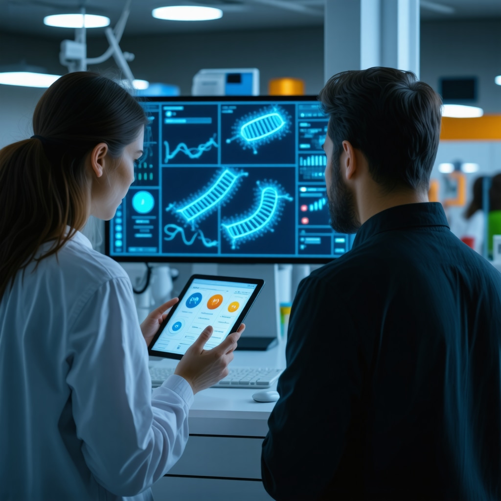 Patient using digital health app and doctor analyzing genetic data for tailored semaglutide therapy