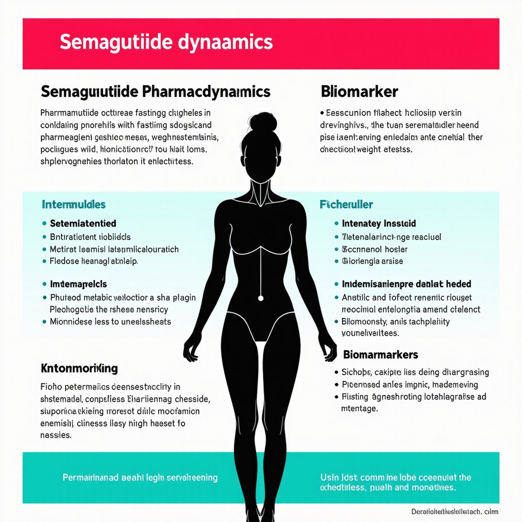 Infographic illustrating how Semaglutide pharmacodynamics and intermittent fasting schedules interact with biomarker monitoring for personalized weight loss