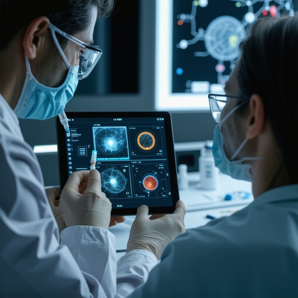 Healthcare professional using digital tools to customize Semaglutide dosing for a patient in a clinical environment