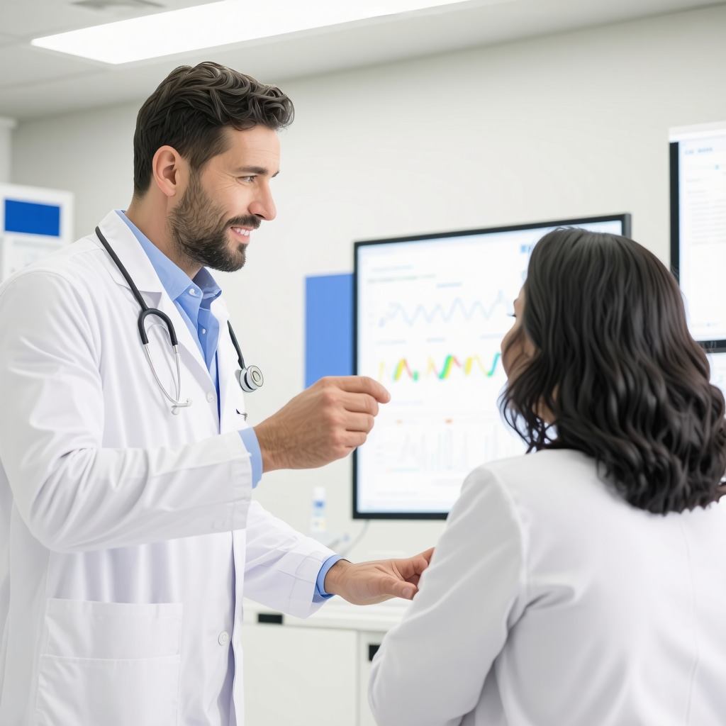 Healthcare professional analyzing genetic data with patient receiving Semaglutide treatment in clinical environment
