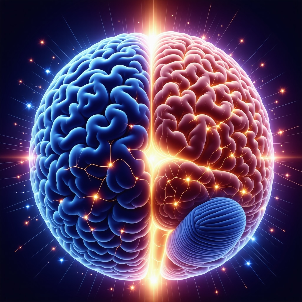Illustration showing mitochondria in a cell connected to brain circadian rhythm signals representing Semaglutide's action