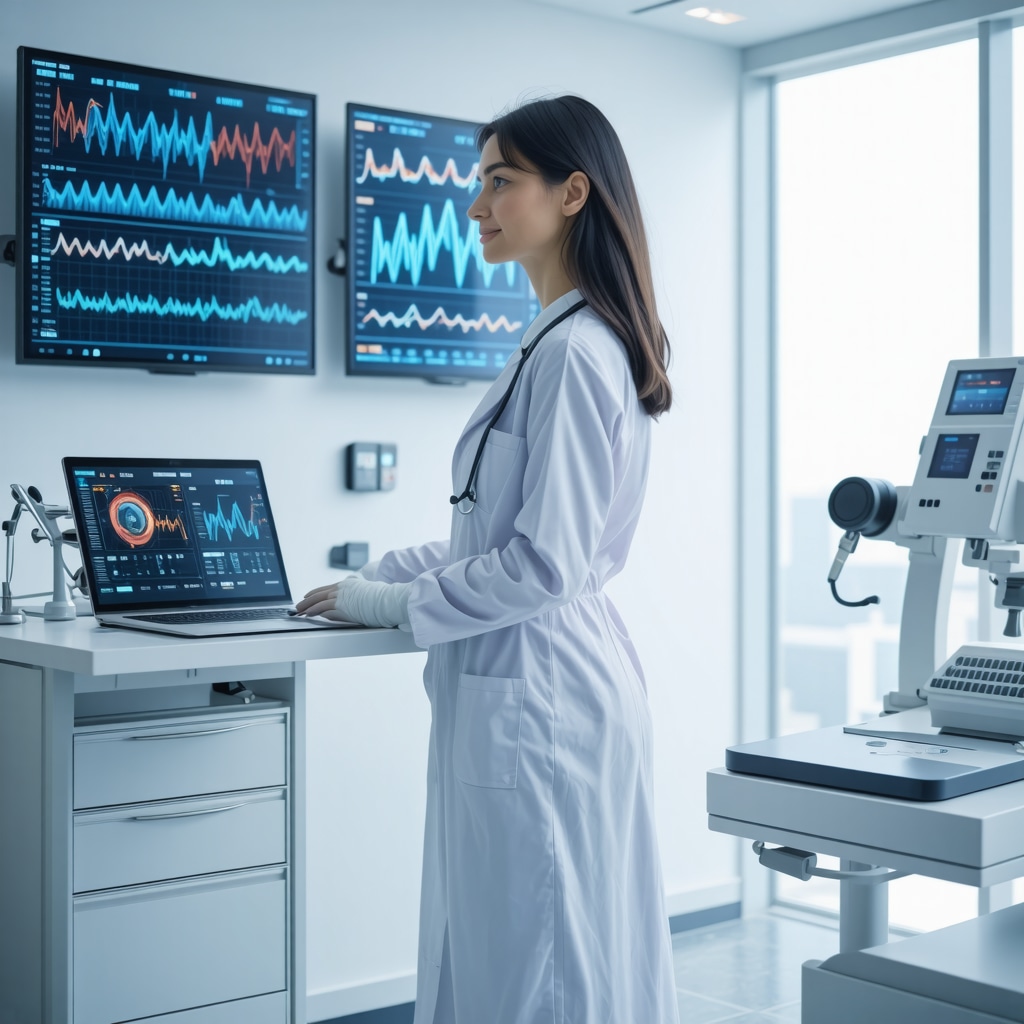 Futuristic AI-driven platform analyzing genetic and microbiome data for personalized weight management