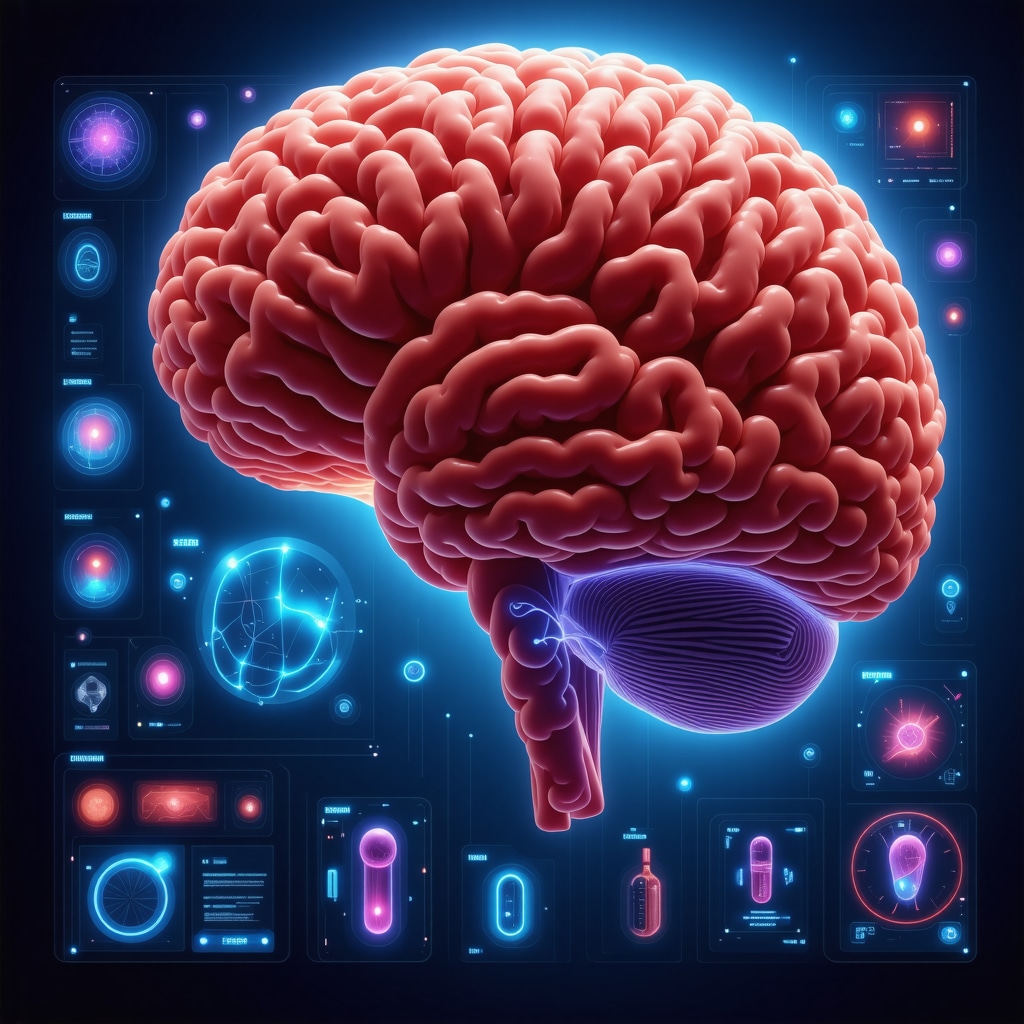 Futuristic AI system analyzing gut microbiome and genetic data for personalized semaglutide dosing in healthcare