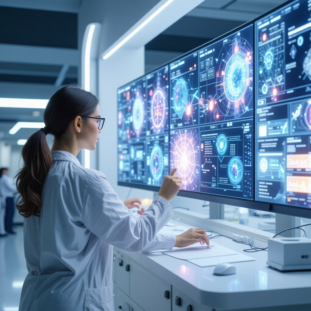 Healthcare professional reviewing AI and genomic data for personalized semaglutide treatment