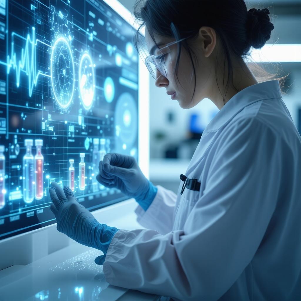Healthcare professional using AI and biomarker data for semaglutide dosage personalization