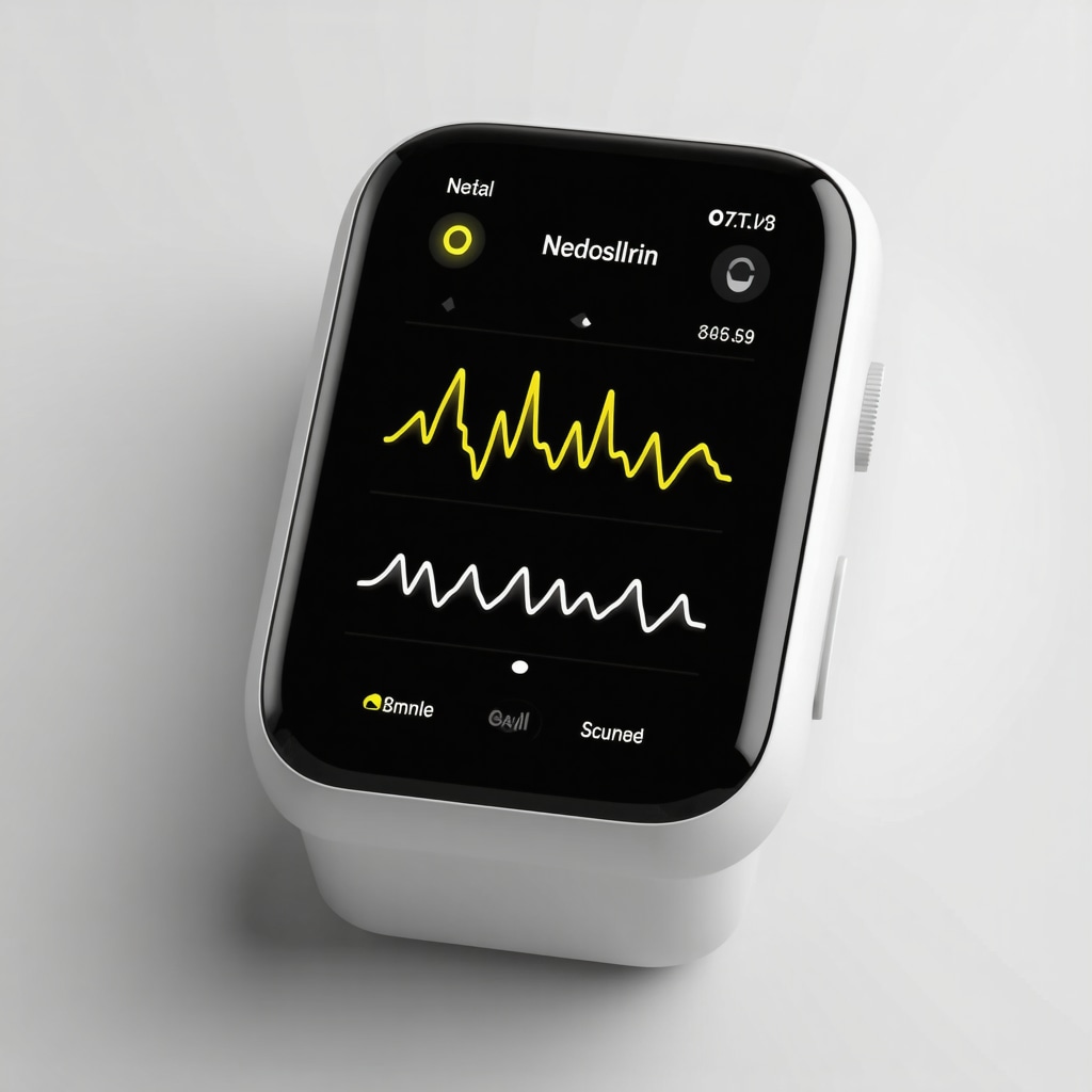 Futuristic health device showing data analytics for weight management