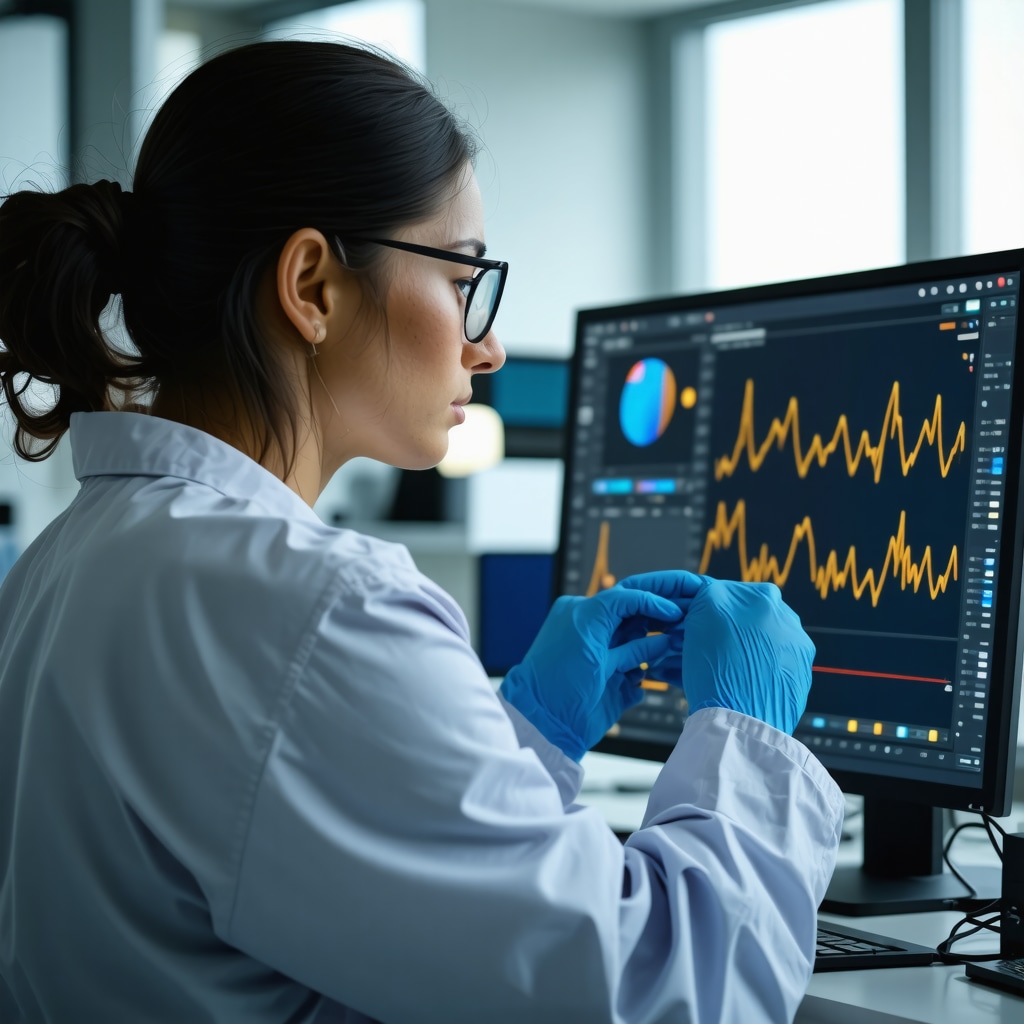 Expert analyzing data on metabolic health with advanced tools in a clinical setting