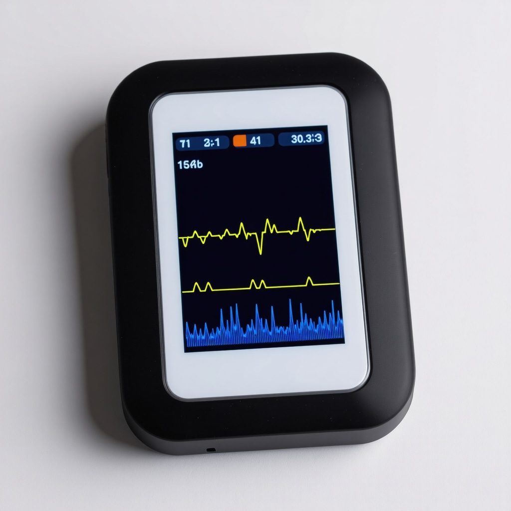 Futuristic health device displaying metabolic data