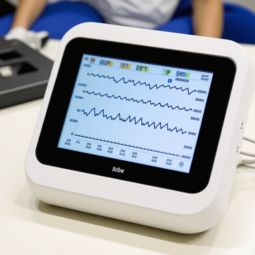 Device displaying real-time fat oxidation metrics in a clinical environment.