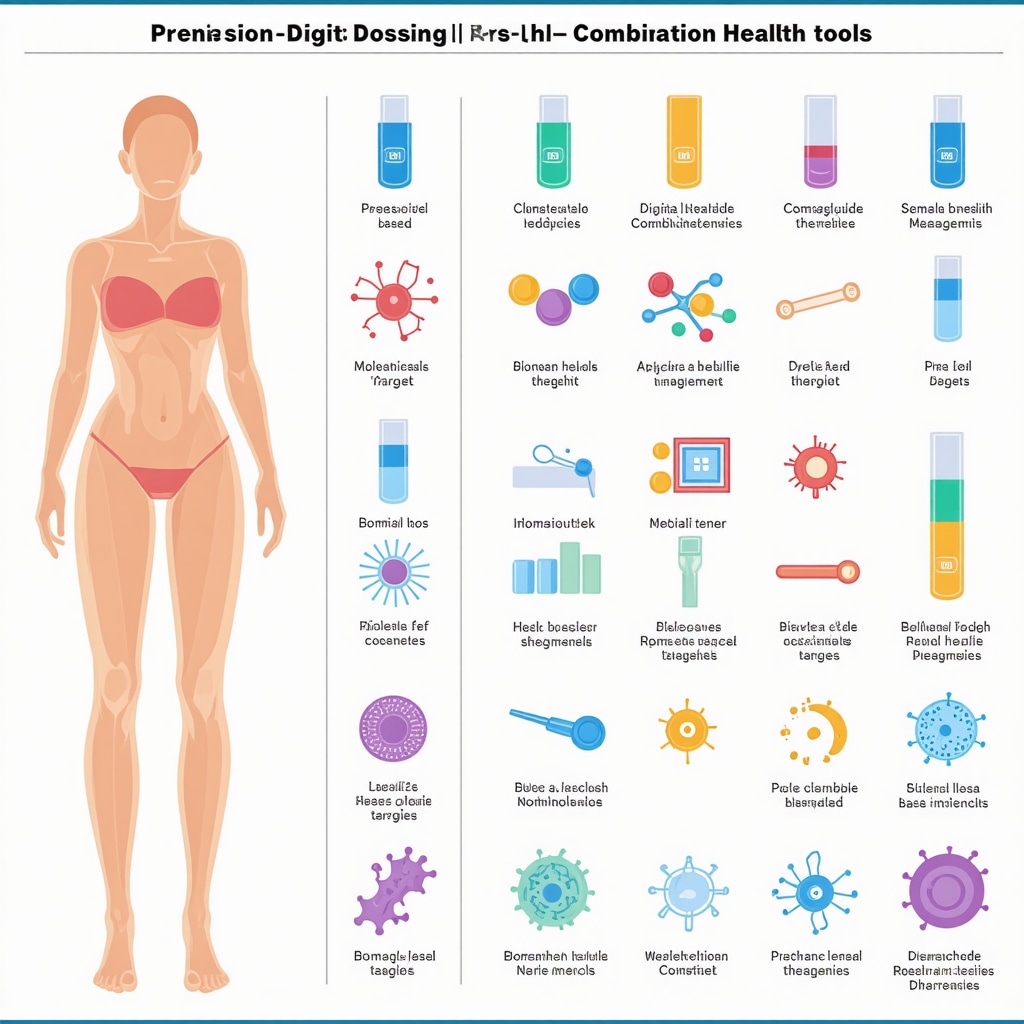 Infographic showing precision dosing, digital health integration, and combination therapies in Semaglutide treatment