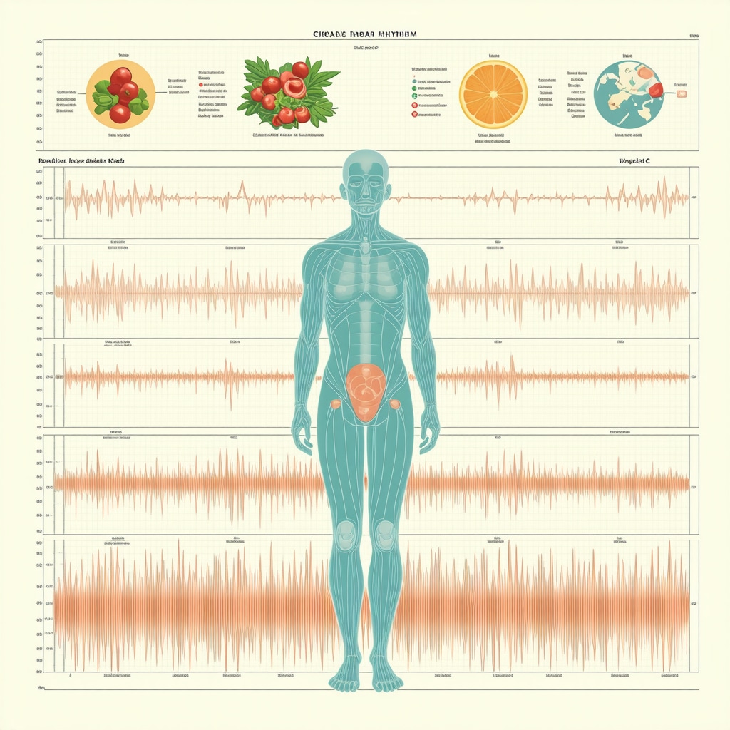 Diagram of human circadian rhythm with meal and medication timing for weight loss