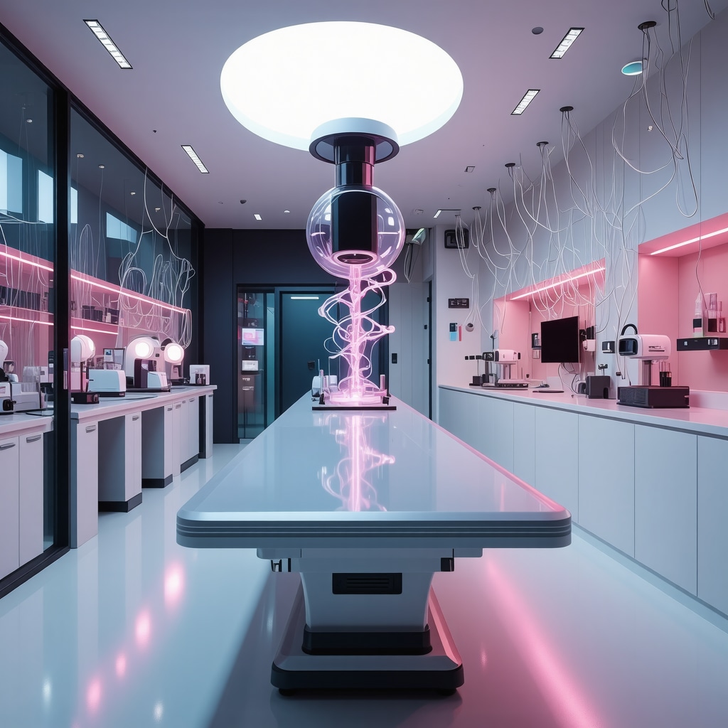Futuristic laboratory with advanced hormonal and microbiome research equipment for personalized weight loss