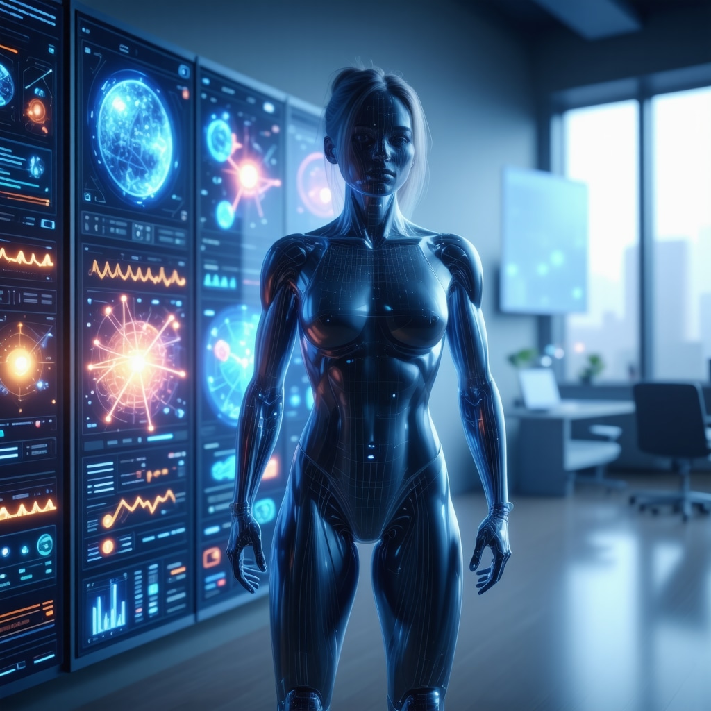 Illustration of digital health interface showing biomarkers and AI analysis for personalized weight management