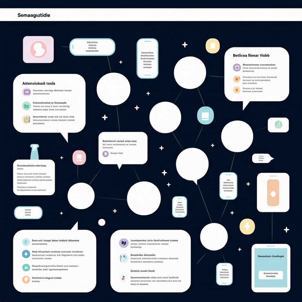 Infographic illustrating the components of long-term weight management strategies including technology, behavioral therapy, and medical supervision.