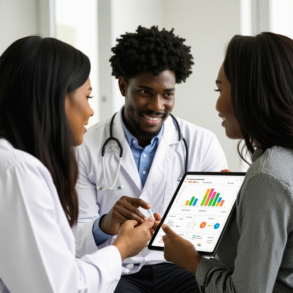Doctor customizing semaglutide therapy for patients using biomarkers and digital monitoring