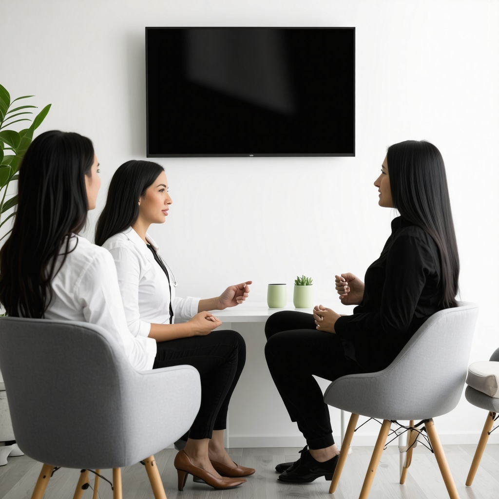Healthcare professional discussing personalized weight loss plans with a patient, emphasizing microbiome and hormone optimization.