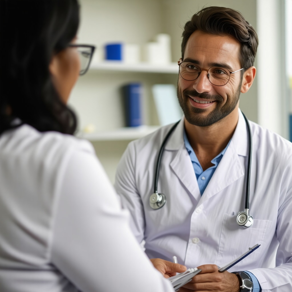 Doctor explaining Semaglutide treatment plan to a patient in a clinic